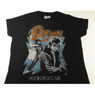 David Bowie - Ziggy Stardust 1972 World Tour Official Fitted Jersey T Shirt ( Women L ) ***READY TO SHIP from Hong Kong***